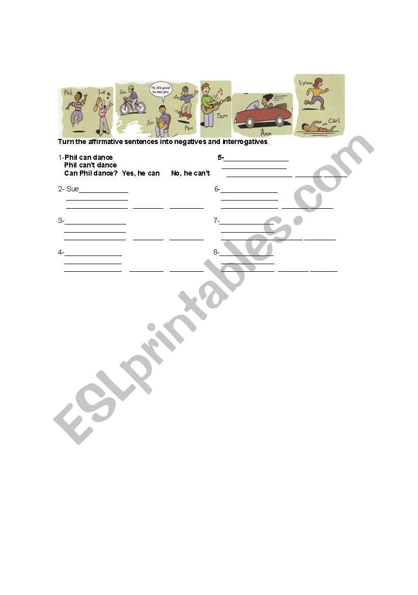 Can- Can`t  worksheet